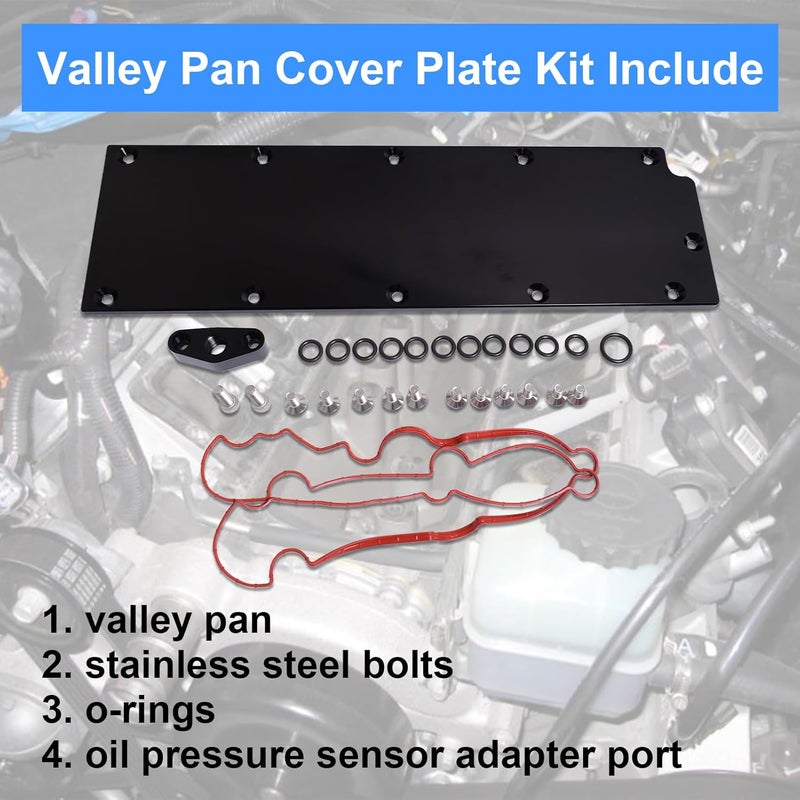 SUSUCAR LS Gen 4 (IV) Valley Pan Cover Plate with Gasket, Black Aluminum Valley Cover for LS LS2 LS3 L99 Gen Ⅳ Engine 551646 Non AFM/DOD - Image 2